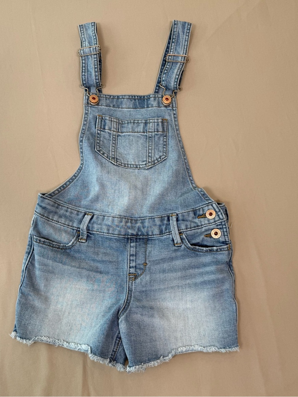 Abercrombie Kids, Girls Light Blue Denim Short Overalls, Size 9/10
